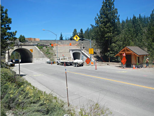 truckee_tahoe_state_route_89_uprr_underpass_mousehole_monitoring_hdr_engineering_gordon_n_ball_caltrans_right_of_way_union_pacific_railroad_tunnel_survey_project_sage_land_surveying